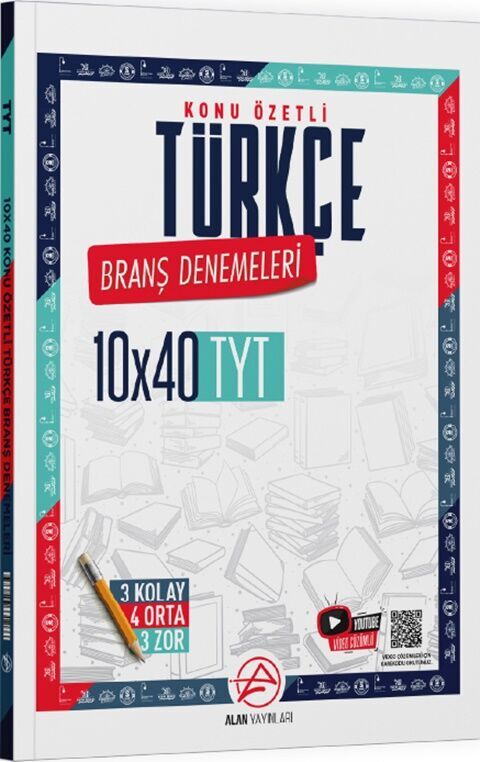 Alan Yayınları TYT Türkçe Konu Özetli 10 x 40 Branş Denemeleri Alan Yayınları TYT Türkçe Konu Özetli 10 x 40 Branş Denemeleri