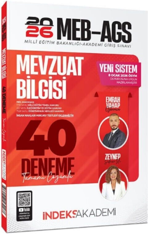 İndeks Akademi 2026 MEB AGS Mevzuat Bilgisi 40 Deneme İndeks Akademi 2026 MEB AGS Mevzuat Bilgisi 40 Deneme