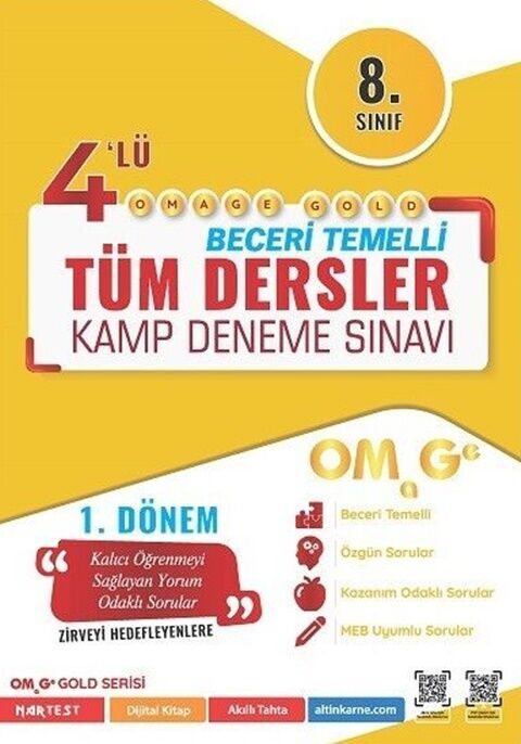 Omage Yayınları 8. Sınıf Tüm Dersler 1. Dönem Gold 4 lü Kamp Denemesi Omage Yayınları 8. Sınıf Tüm Dersler 1. Dönem Gold 4 lü Kamp Denemesi