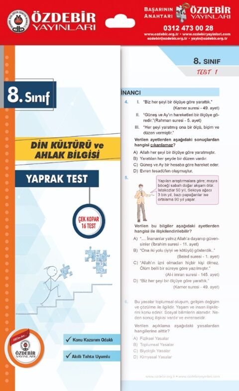 Özdebir Yayınları 8. Sınıf Din Kültürü ve Ahlak Bilgisi Yaprak Test Özdebir Yayınları 8. Sınıf Din Kültürü ve Ahlak Bilgisi Yaprak Test