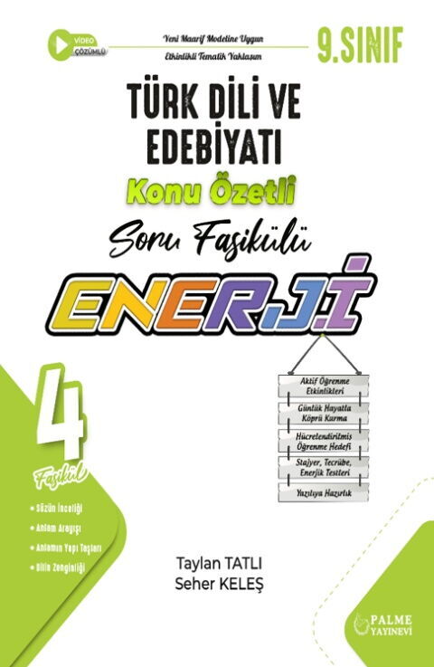 Palme Yayınları 9. Sınıf Türk Dili ve Edebiyatı Enerji Konu Özetli Soru Fasikülleri Palme Yayınları 9. Sınıf Türk Dili ve Edebiyatı Enerji Konu Özetli Soru Fasikülleri