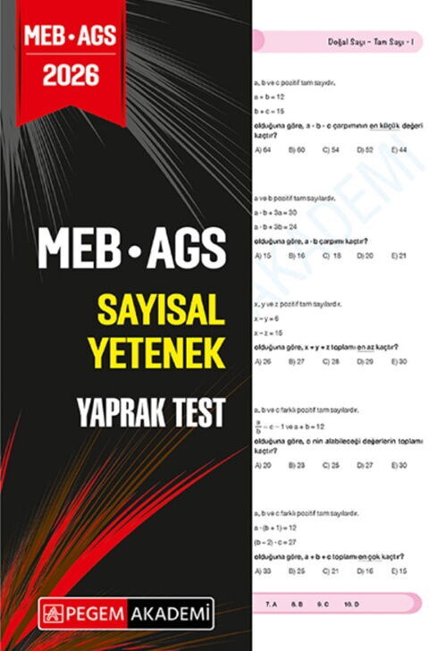 Pegem Yayınları 2026 MEB AGS Sayısal Yetenek Yaprak Test Pegem Yayınları 2026 MEB AGS Sayısal Yetenek Yaprak Test