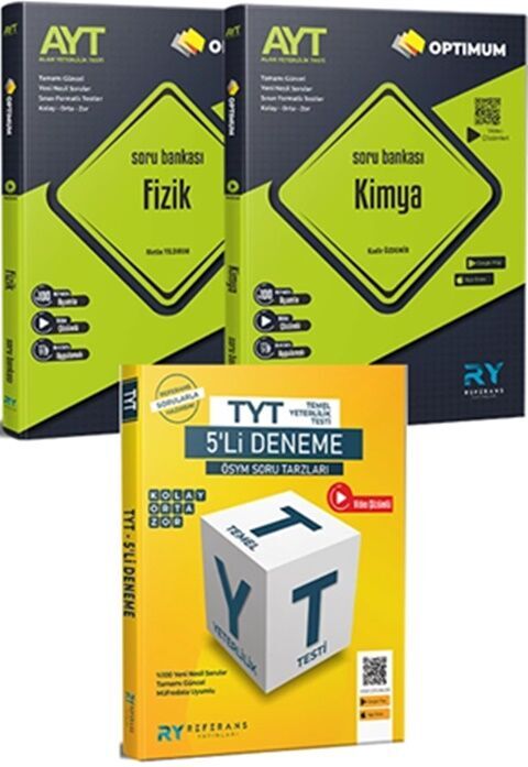 Referans Yayınları Optimum AYT Fizik AYT Kimya Video Çözümlü Soru Bankası TYT 5 li Tüm Dersler Deneme Seti Referans Yayınları Optimum AYT Fizik AYT Kimya Video Çözümlü Soru Bankası TYT 5 li Tüm Dersler Deneme Seti